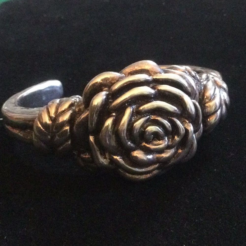 Big Vintage Sterling Silver Rose Bracelet - Picture 1 of 11